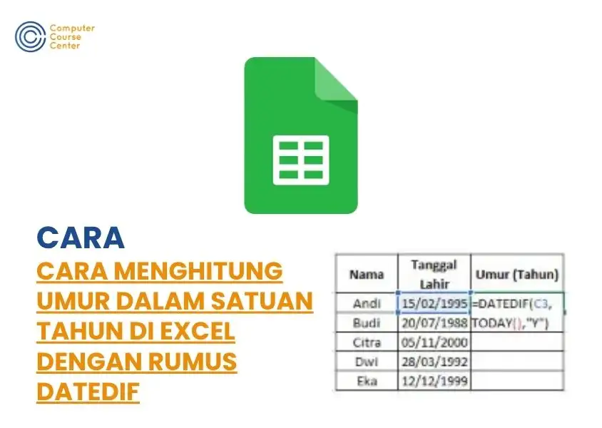Cara menghitung umur di Excel menggunakan rumus DATEDIF secara otomatis