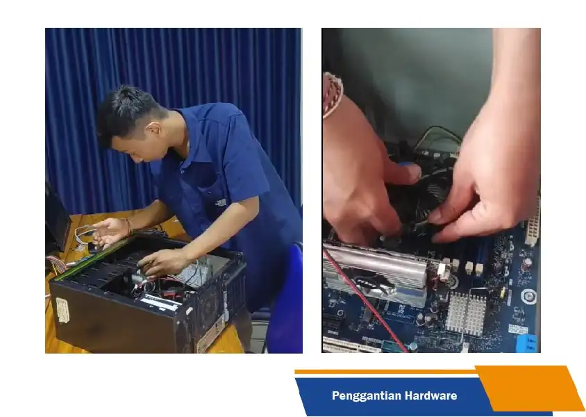 Penggantian Hardware Komputer Proses mengganti komponen perangkat keras komputer yang rusak atau bermasalah.