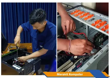 Merakit Komputer Proses merakit komputer dengan memasang dan menghubungkan komponen utama agar komputer dapat berfungsi dengan baik.