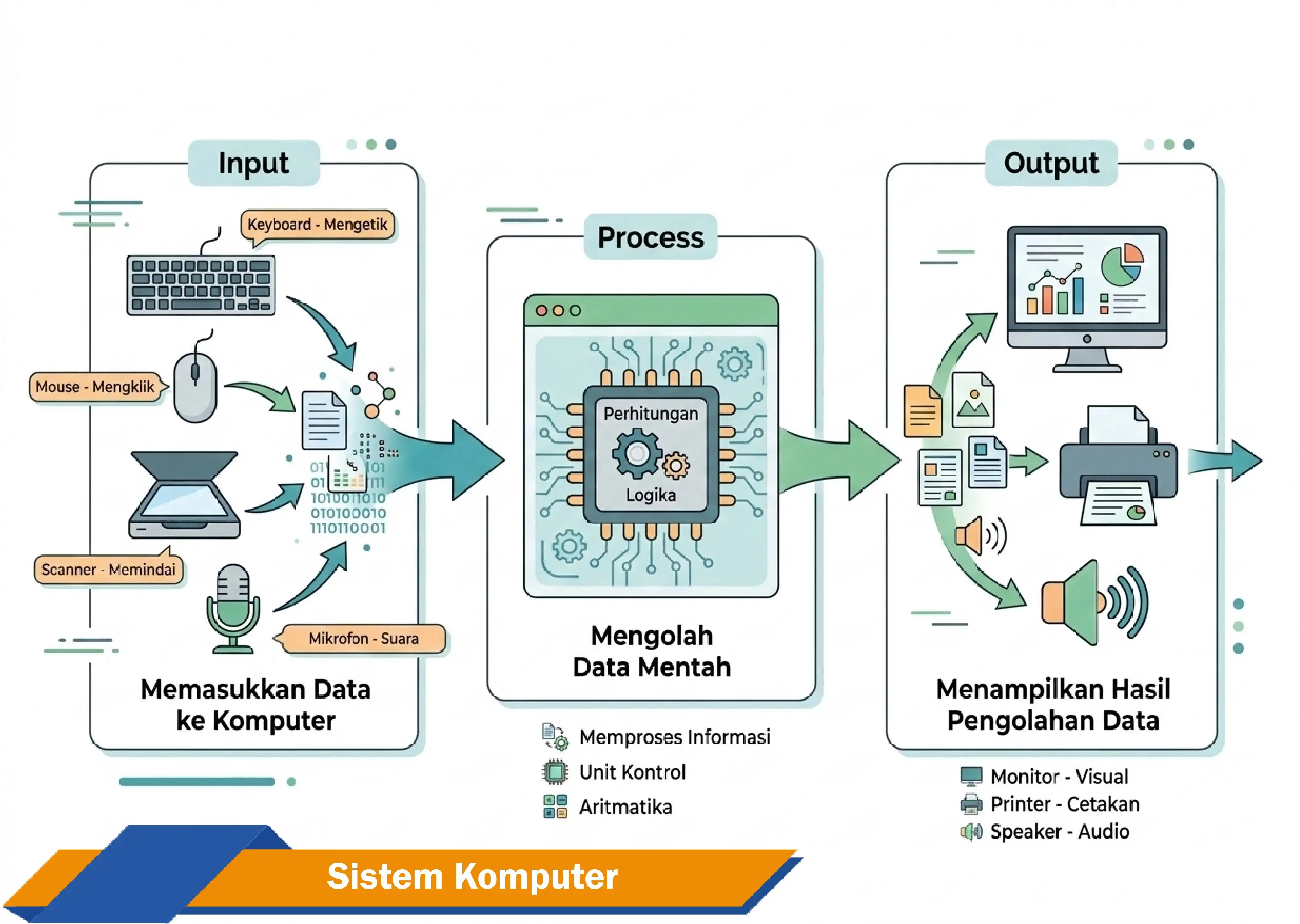 Komponen Sistem Komputer Penjelasan singkat tentang komponen sistem komputer yaitu hardware, software, dan brainware.