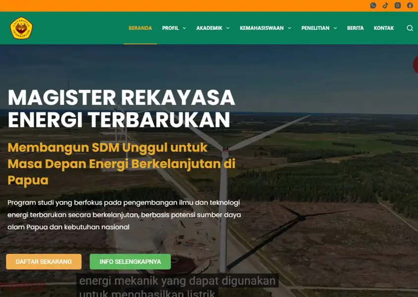Tugas akhir pembuatan website Magister Rekayasa Energi Terbarukan menggunakan CMS WordPress oleh Khabib Irsyad Saputra